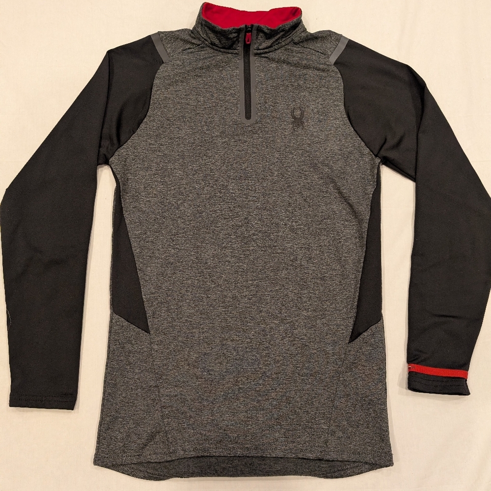 Spyder Active Gray and Black Quarter-Zip Pullover (M)